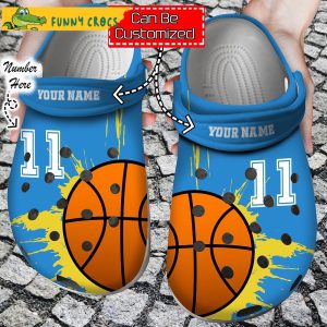 Custom & Number Lover Blue Basketball Crocs Slippers