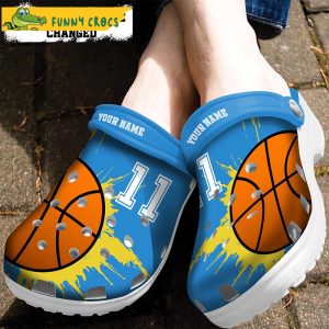 Custom & Number Lover Blue Basketball Crocs Slippers