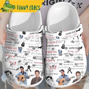 Elvis White Pattern Funny Crocs