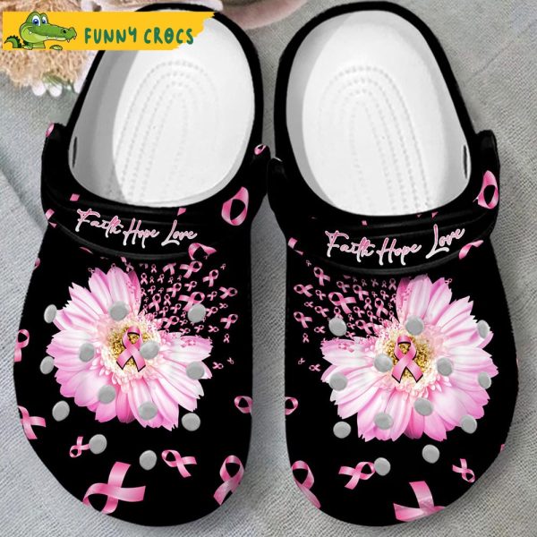 Faith Hope Love Breast Cancer Crocs Slippers