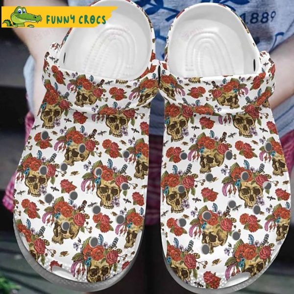 Floral Skull Pattern Gifts Crocs Slippers