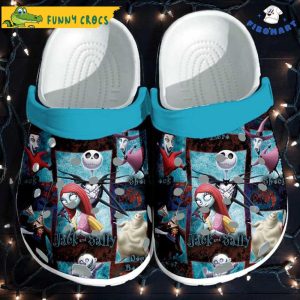 Funny Christmas Jack And Sally Cartoon Crocs