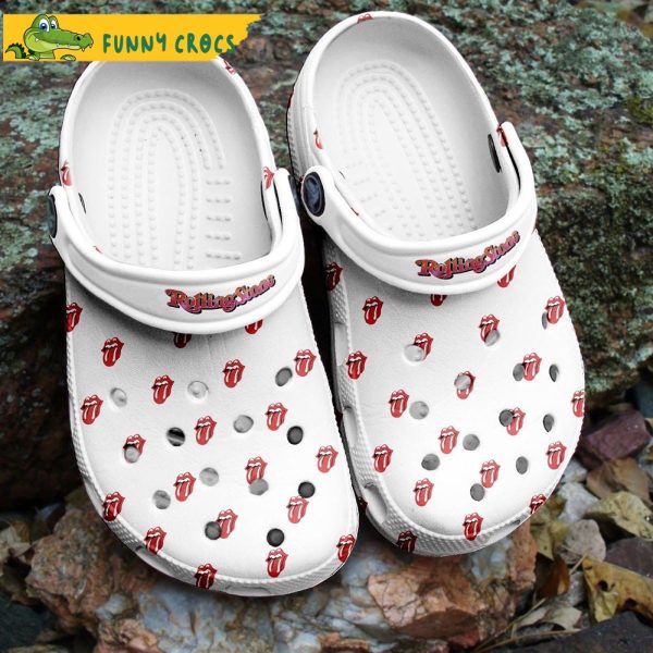 Funny Rolling Stones White Crocs