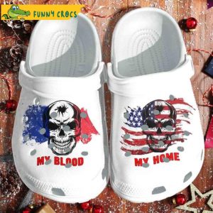 My Blood France My Home American Skull Bone Crocs