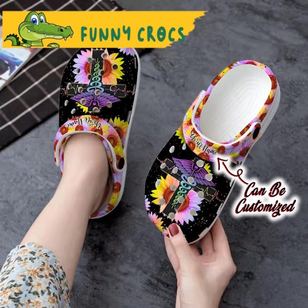 Nurse Caduceus Sunflower Crocs