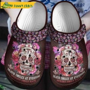 Nurses Sugar Skull Flower Death Bone Crocs