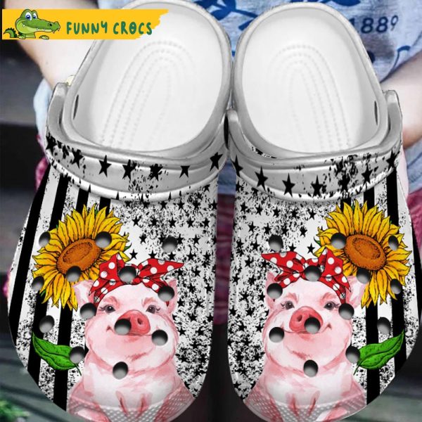 Pig Sunflower American Garden Crocs