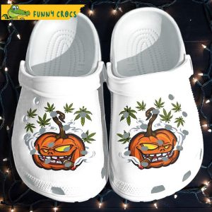 Pumpkin Smoking Weed Crocs