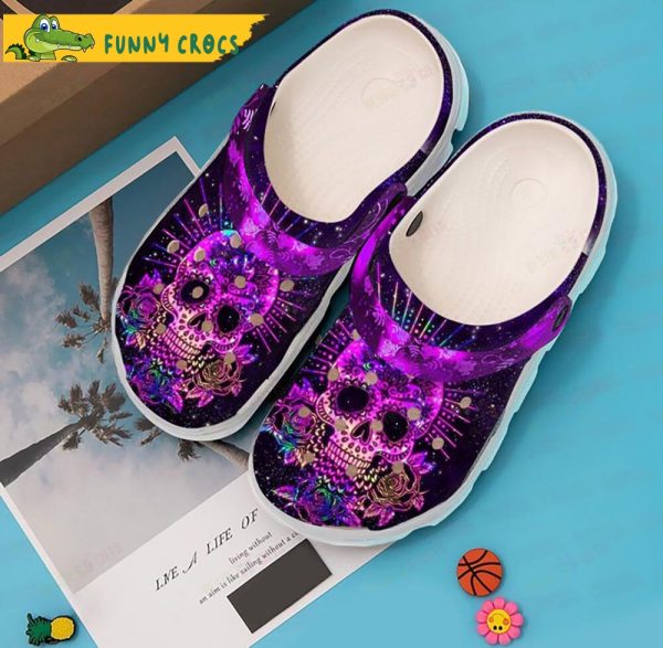 Purple Skull Gifts Crocs Slippers