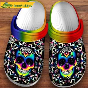 Skull Colorful Printeds Hippie Mandala Bone Crocs