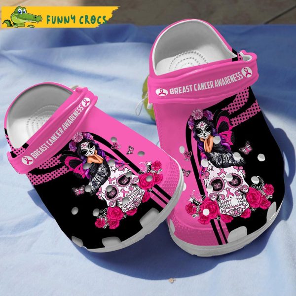 Skull Girl Breast Cancer Crocs Slippers