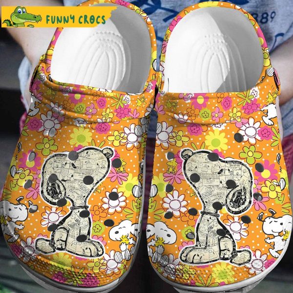 Beautiful Snoopy Colorful Flower Pattern Crocs Clog