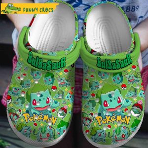 Bulbasaur Pattern Green Pokemon Crocs Clog Shoes