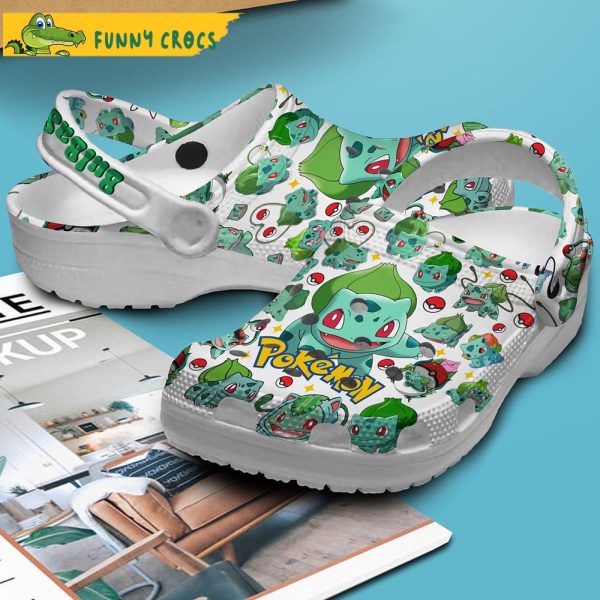 Bulbasaur Pattern White Crocs Clog Shoes