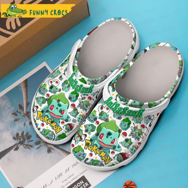 Bulbasaur Pattern White Crocs Clog Shoes