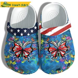 Butterfly America Flag Crocs Clog