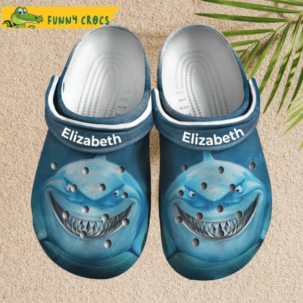 Custom Name Blue Shark Crocs Slippers