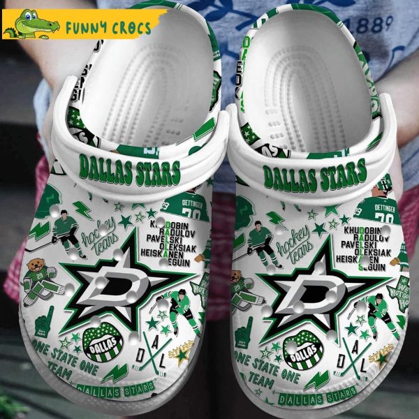 Dallas Stars White NHL Crocs Clog Shoes