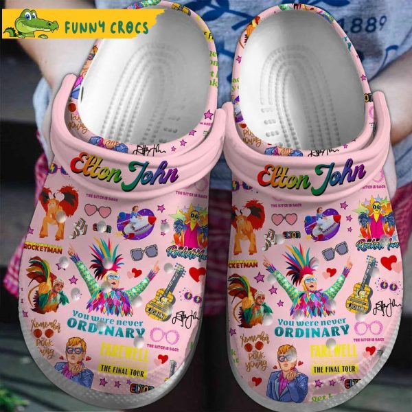 Elton Jonh Music Pink Crocs Clog Shoes