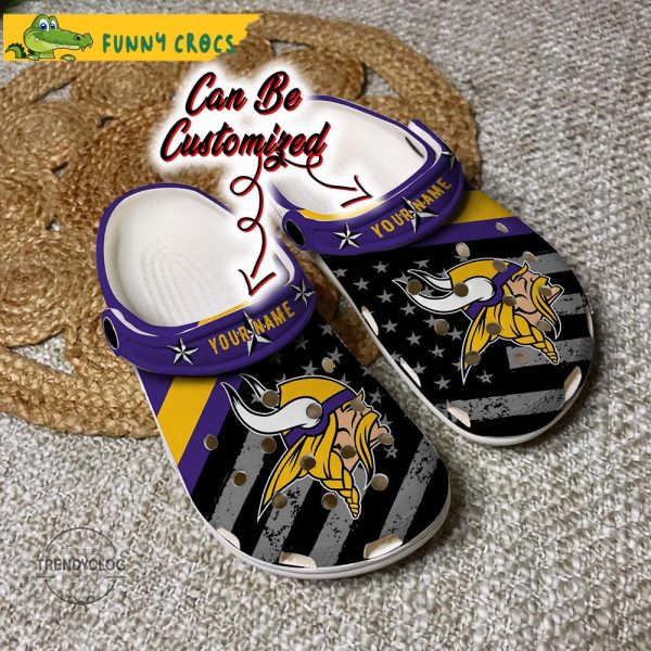 Football Personalized Mn Vikings America Flag Crocs