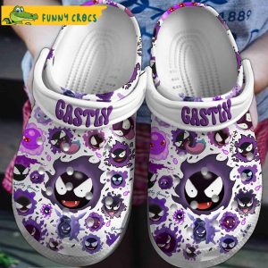 Gastly Pokemon White Crocs Slippers