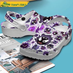 Gastly Pokemon White Crocs Slippers