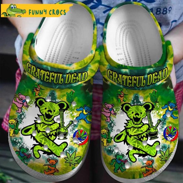 Grateful Dead Bear Weed Crocs Clog Shoes