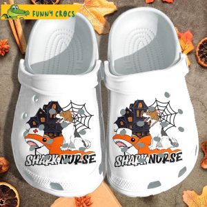 Happy Dog Sitting On Shark Nurse Halloween Crocs