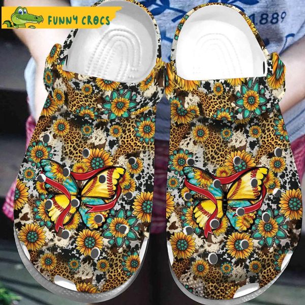 Leopard Sunflowers Butterfly Crocs Slippers