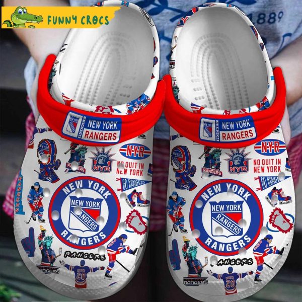 New York Rangers NHL White Crocs Clog Shoes