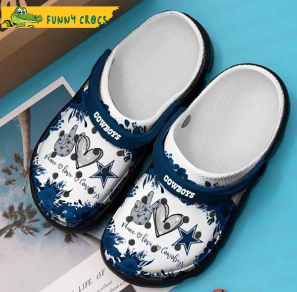 Peace Love And Dallas Cowboys Crocs Slippers