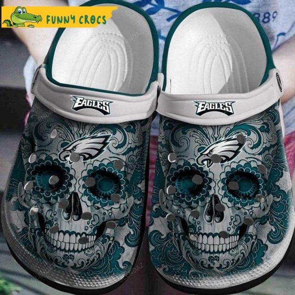 Personalized Philadelphia Eagles Sugar Skull Crocs Slippers