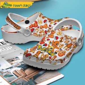 Pokemon Chamander Pattern White Crocs Clog Shoes