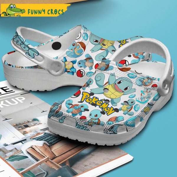 Squirtle Pattern Pokemon White Crocs Clog Shoes