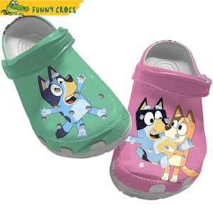 Bluey Pink And Green Cartoon Crocs