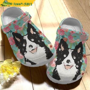 Border Collie Floral Crocs Clog Shoes