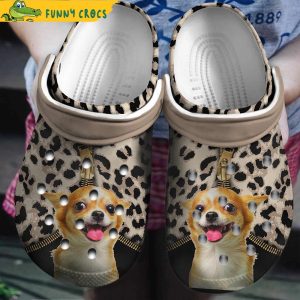 Chihuahua Dog Zipper Leopard Crocs