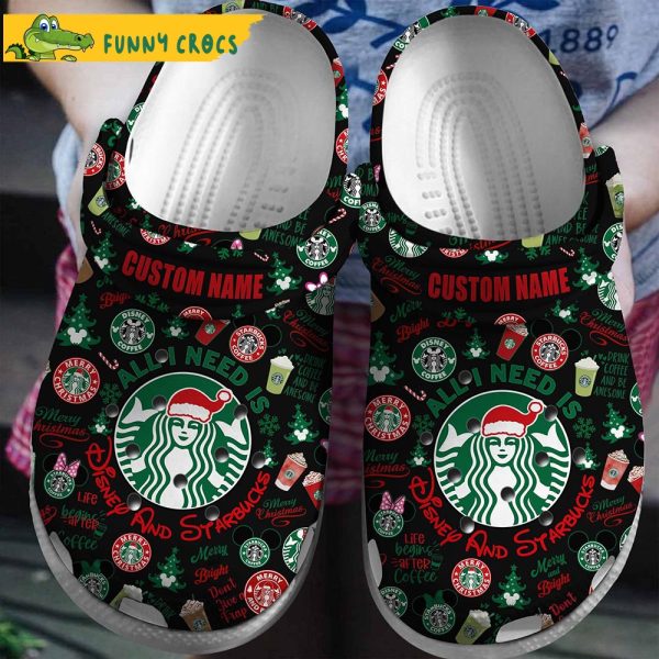 Custom Name Starbucks Drinks Disney Black Crocs