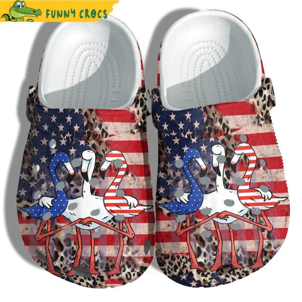 Friendship Flamingo America Flag Gifts Crocs