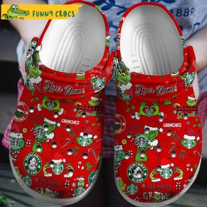 Personalized Christmas Grinch Starbucks Red Crocs