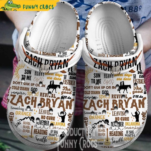 Zack Bryan Singer Music Pattern White Crocs