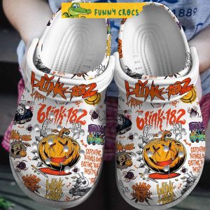 Blink 182 Halloween Pumpkin White Clogs Crocs