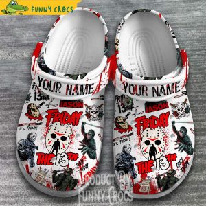 Personalized Halloween Friday The 13th White Crocs Clogs 1