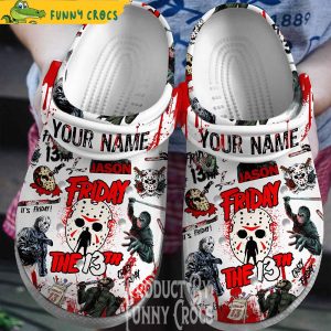 Personalized Halloween Friday The 13th White Crocs Clogs 2