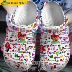 White Mañana Será Bonito Karol G Pattern Crocs