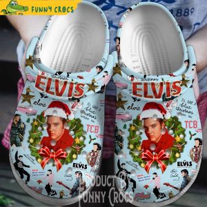 Blue Christmas Elvis Presley Crocs Slippers 1