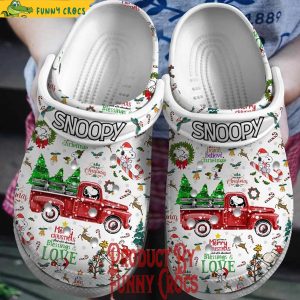 Merry Christmas Snoopy White Crocs Clogs 2