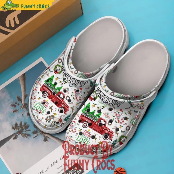 Merry Christmas Snoopy White Crocs Clogs