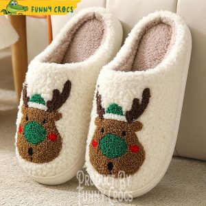 Reindeer Green White Slippers