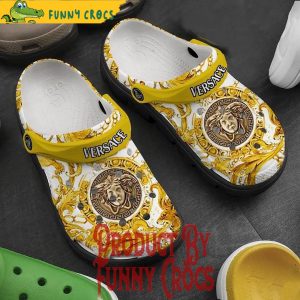 Versace White Gold Crocs Shoes